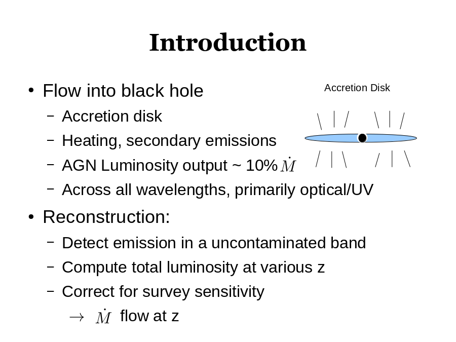 Introduction
Flow into black hole

Reconstruction:
Accretion Disk