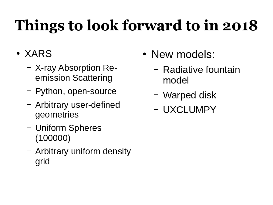 Things to look forward to in 2018
XARS
New models: