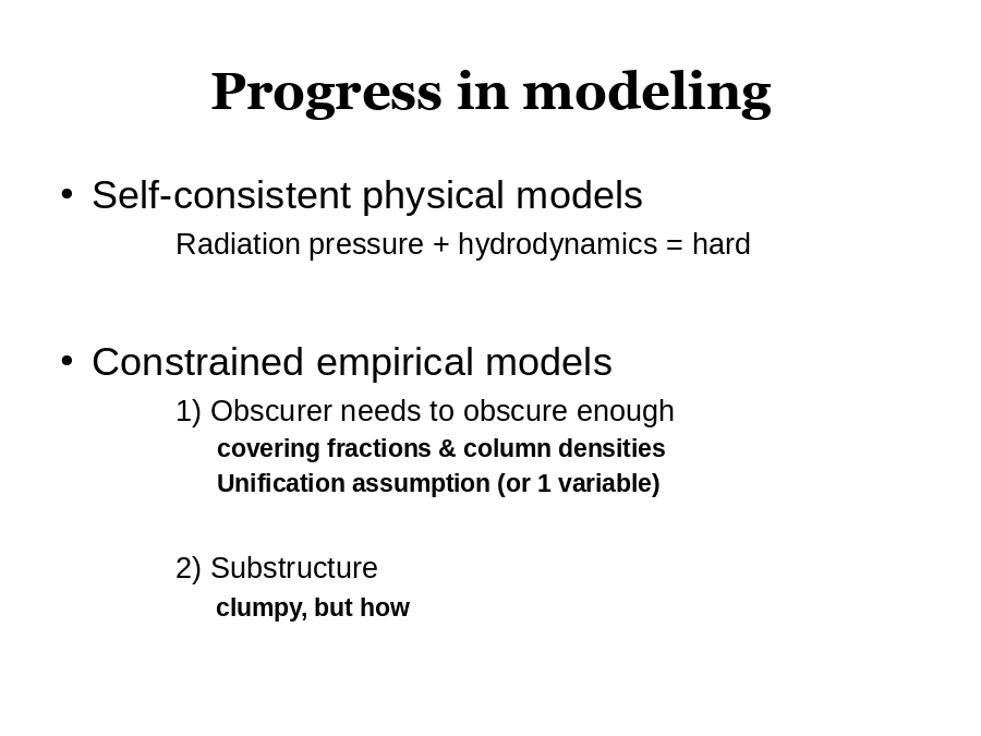 Progress in modeling
Self-consistent physical models

Constrained empirical models