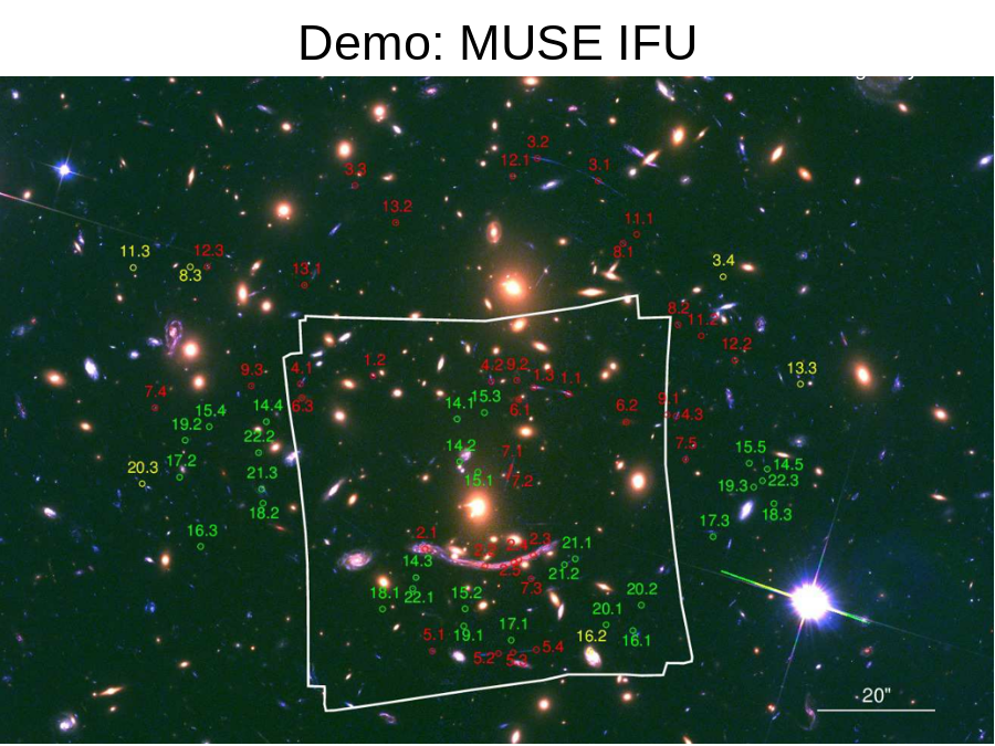 Demo: MUSE IFU
1arcmin² FOV, 
480-930nm
Abell 370 galaxy cluster