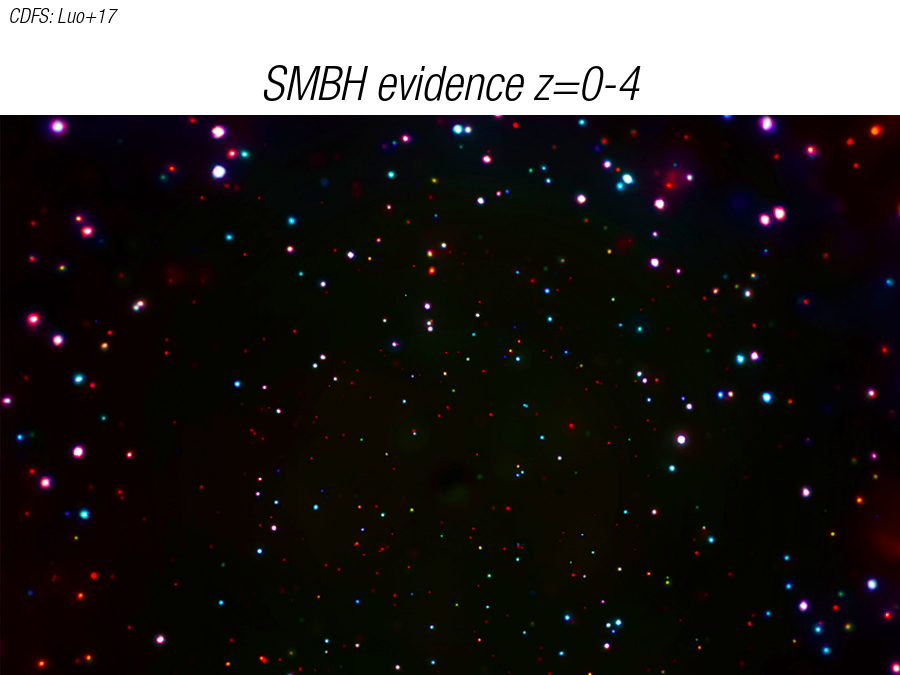 SMBH evidence z=0-4
CDFS: Luo+17