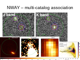 NWAY – multi-catalog association
Based on solid Bayesian statistics
Can process simultaneously N catalogs
Handles absent sources
Handles ambiguous cases
Can ingest prior information

Fast and automatic
In collaboration with Mara Salvato, K. Nandra (MPE)
Preparation for eROSITA follow-up (Tom Dwelly)